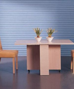 最新家装样板房实木折叠餐桌设计效果图片