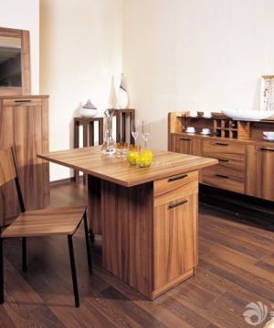 最新家装样板房实木折叠餐桌设计图片