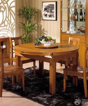 2025最新现代中式家装实木折叠餐桌装修图片欣赏