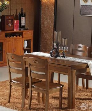 经典现代中式家装实木折叠餐桌设计图片大全