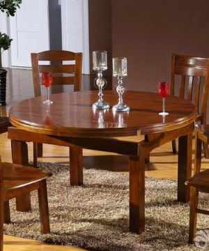 最新现代中式家装实木折叠餐桌设计图片大全