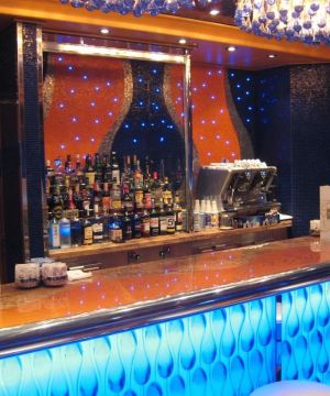 2023最新现代酒吧蓝色吧台灯光装饰设计图片