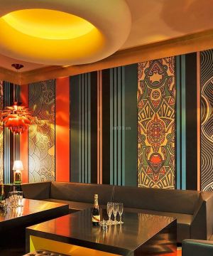 中式酒吧黄色灯光装修设计效果图