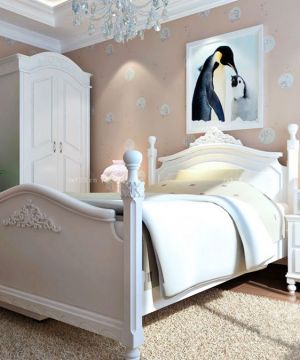 简欧风格儿童房家具白色床造型设计图片欣赏