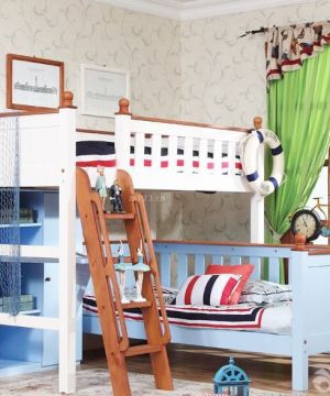 最新美式风格儿童房家具高低床设计效果图