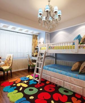 美式儿童房家具上下床设计效果图