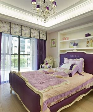 儿童房家具紫色儿童床设计效果图