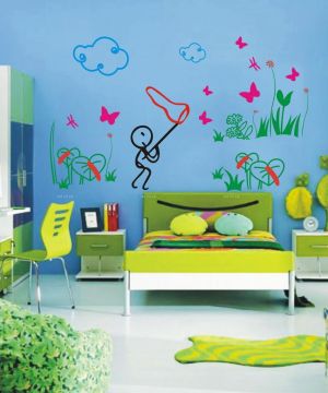 创意儿童房间背景墙彩绘装修设计图片大全