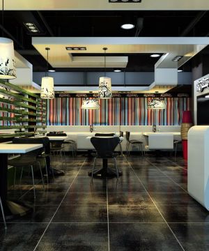 简约现代快餐店小餐桌设计装修实景图