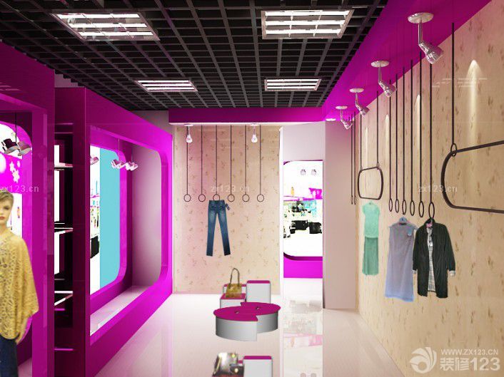 2025现代小服装店吊顶灯装修图片