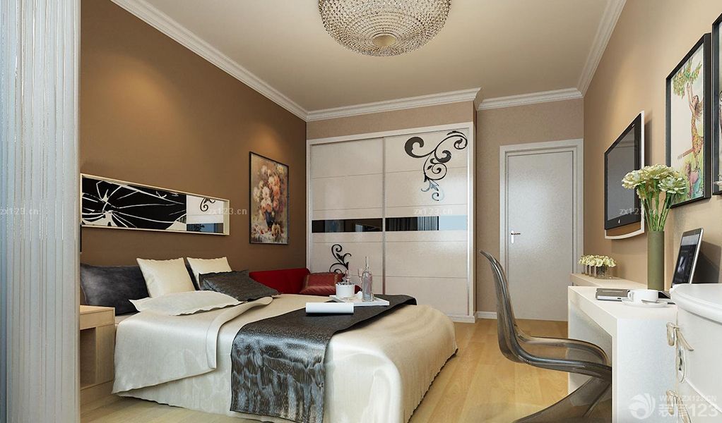 48平米现代简欧风格直通小户型卧室装修实景图大全