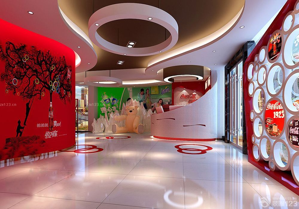 健身会所大厅现代风格艺术吊顶装修效果图欣赏