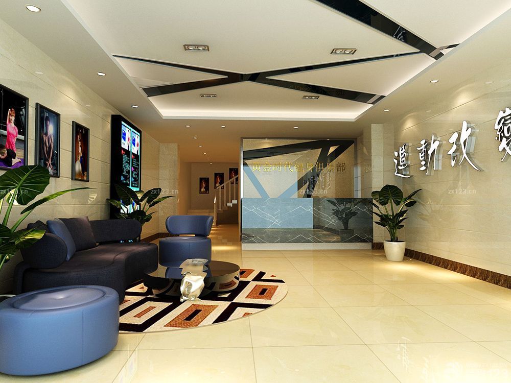 最新健身会所前台背景墙设计图片大全