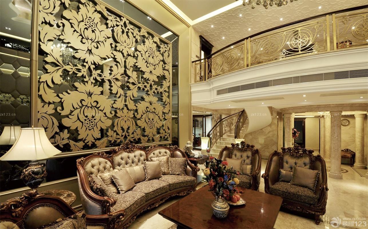 欧式别墅魔雕背景墙装修效果图欣赏