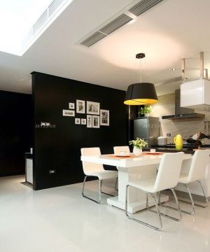 黑白风格开放式厨房隔断设计图片