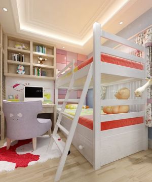 最新美式简约风格10平米儿童房高低床设计图片