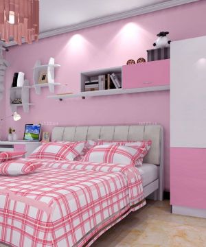 最新女孩温馨卧室粉色墙面装修案例