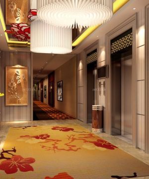 2025新中式混搭快捷酒店走廊装修设计图片