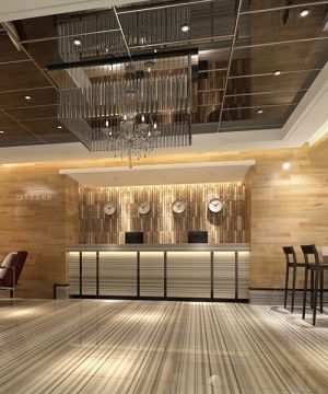 2025快捷酒店前台大厅简欧风格装修效果图