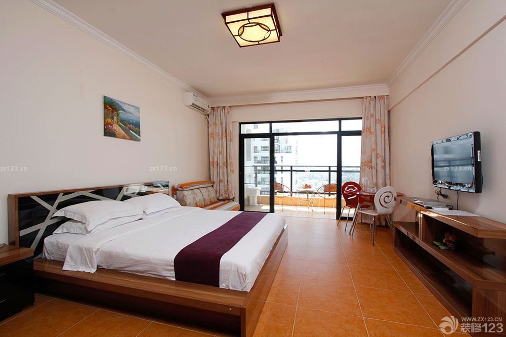 2025最新简约风格一室一厅一厨一卫卧室实木床装修效果图