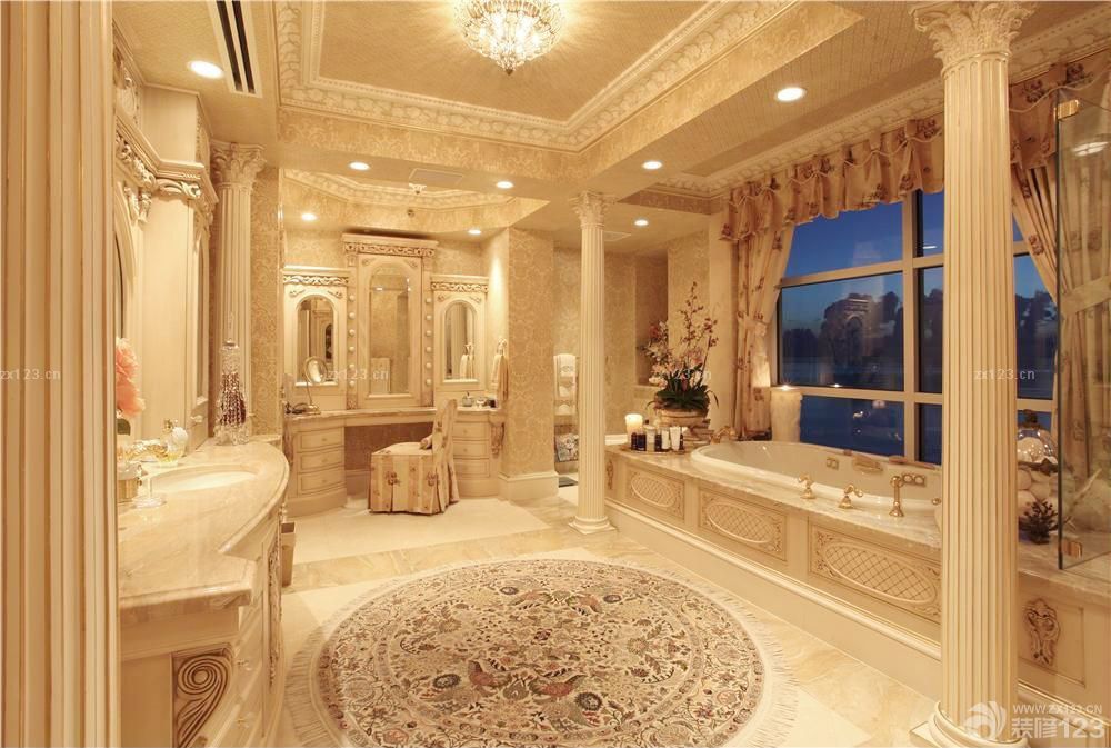 豪华整体浴室金色墙面装修效果图