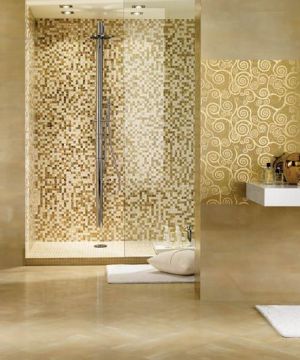 最新卫生间瓷砖贴图金色墙面效果图欣赏