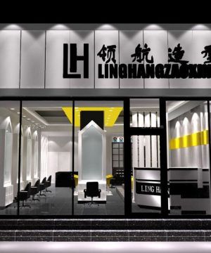 2025时尚理发店门头玻璃推拉门装修实景图