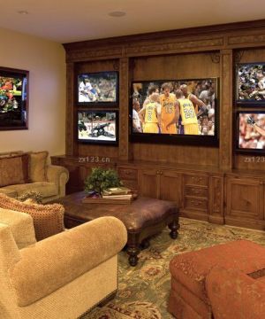 美式小别墅室内电视墙设计图片大全