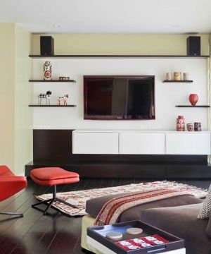 时尚简约风格家庭客厅电视墙装修效果图欣赏