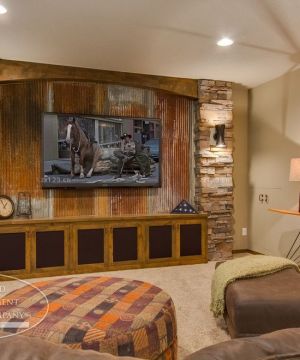 2023美式乡村小户型家居客厅电视墙装修效果图欣赏