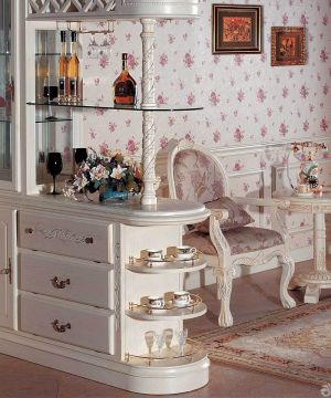 美式风格客厅玄关酒柜隔断设计图片