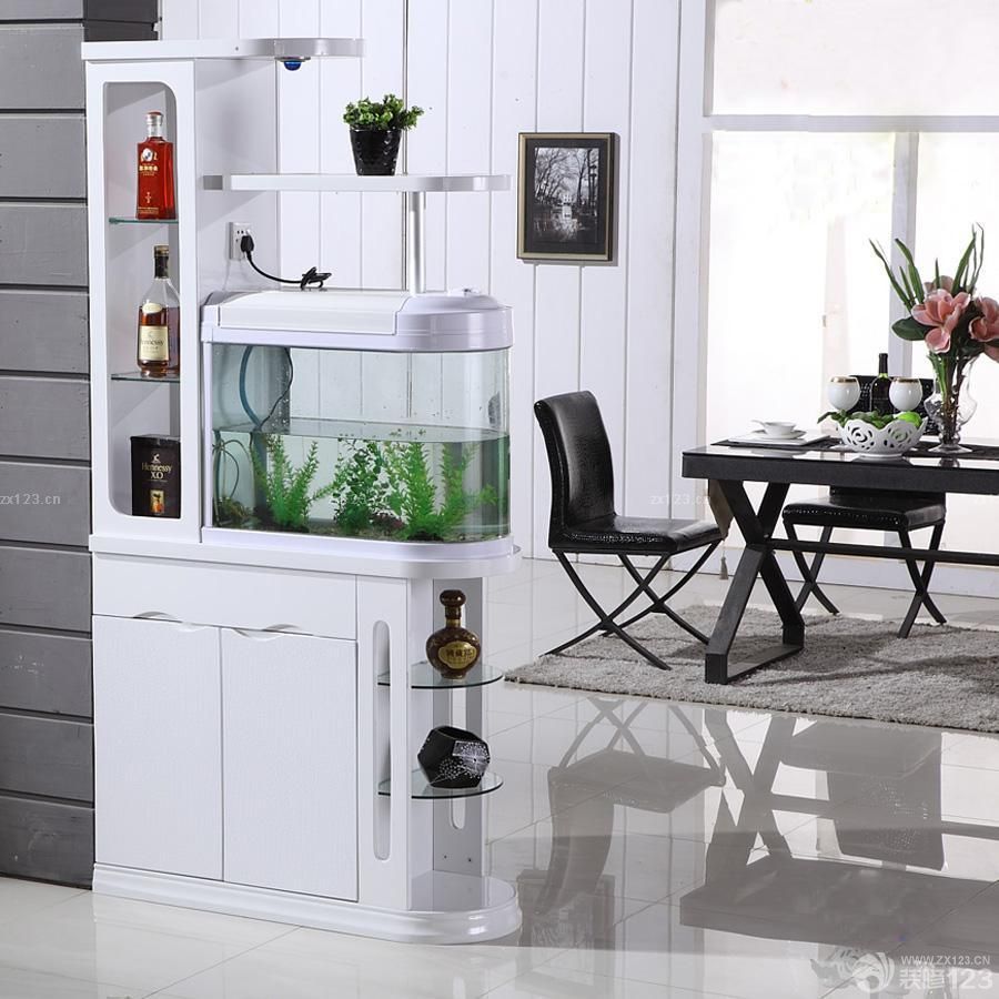 现代家装隔断酒柜鱼缸设计图片