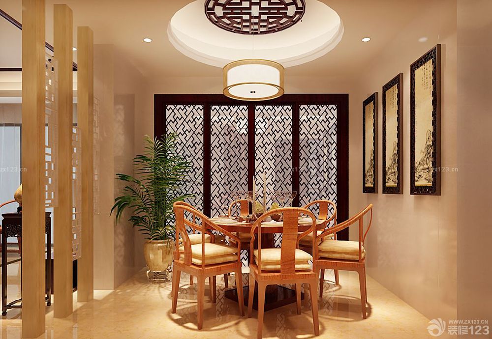 楼房2025新中式圆吊顶装修效果图大全