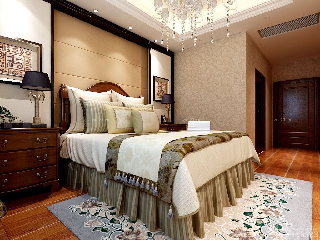 2025最新简欧风格65平房子卧室实木床装修效果图