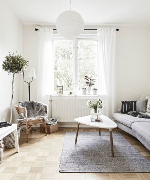 温馨北欧风格客厅地毯铺贴效果图欣赏