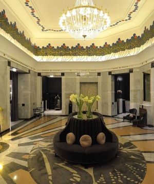 2025奢华欧式风格快捷酒店大堂吊顶装修图片欣赏