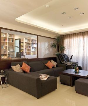 2025最新现代简约风格65平房子书房客厅玻璃隔断墙装修效果图