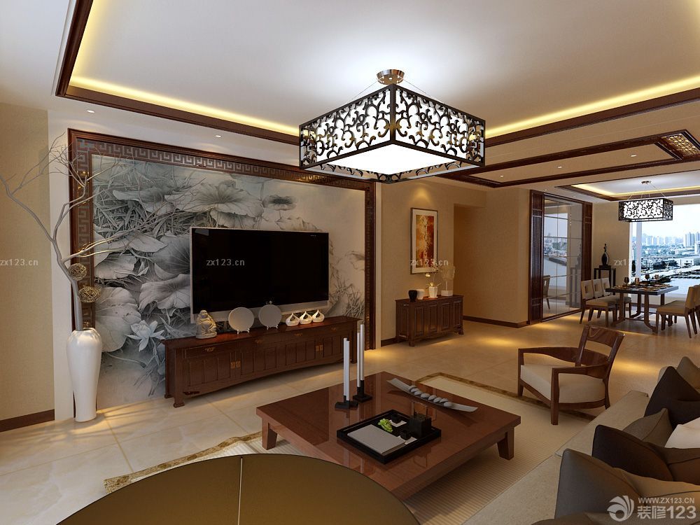 2025家装客厅新中式家具摆放图片