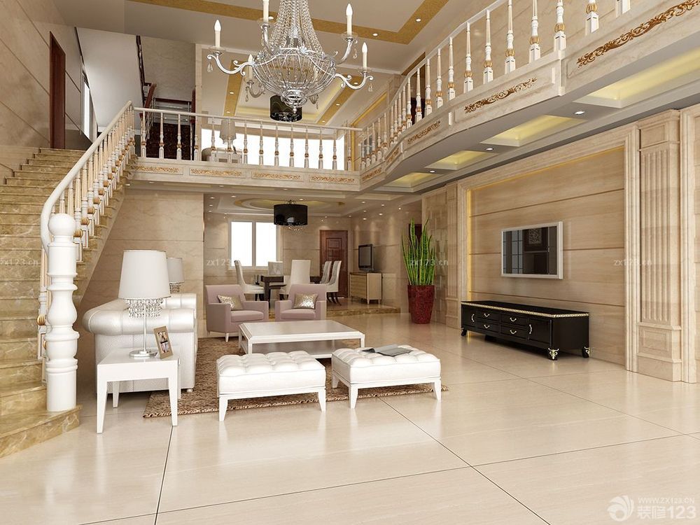 实木楼梯扶手楼中楼装修效果图大全2025