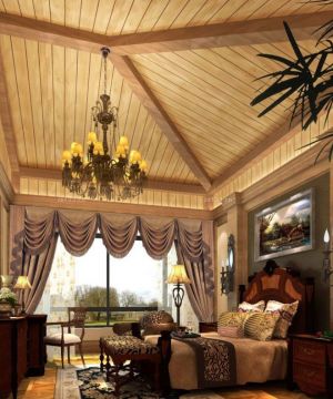 东南亚风格卧室吊顶龙骨装修实景图欣赏