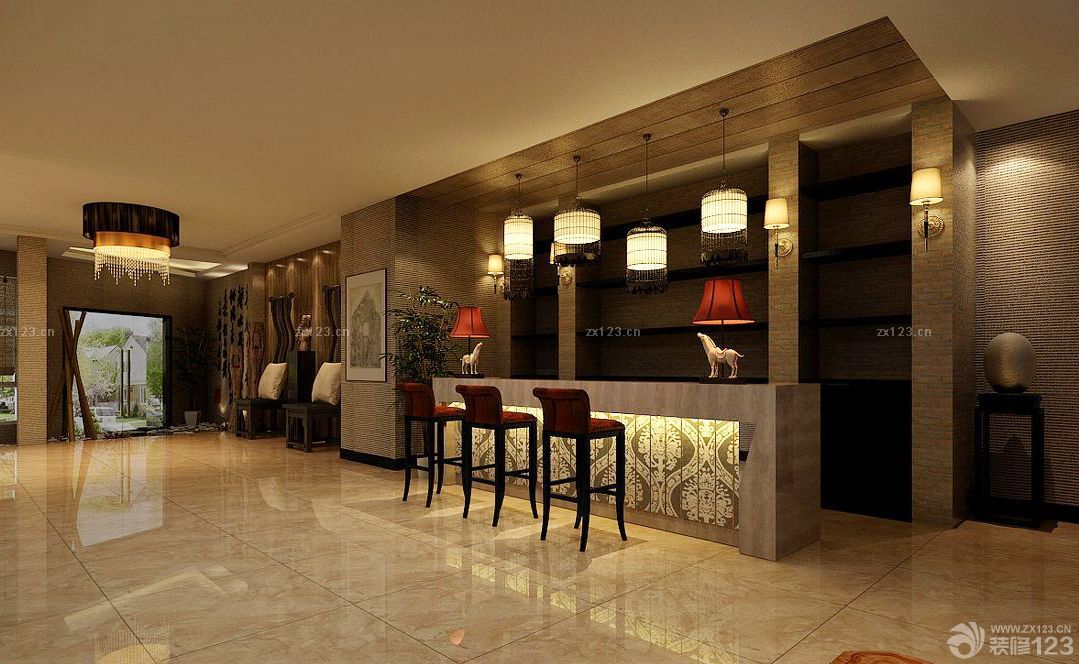 2025茶楼会所前台欧式风格装修效果图