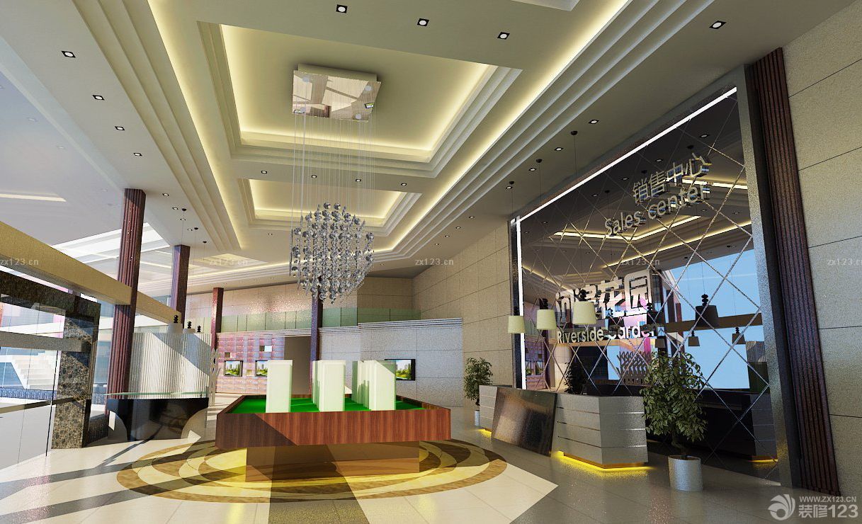 售楼部石材背景墙装饰设计图欣赏