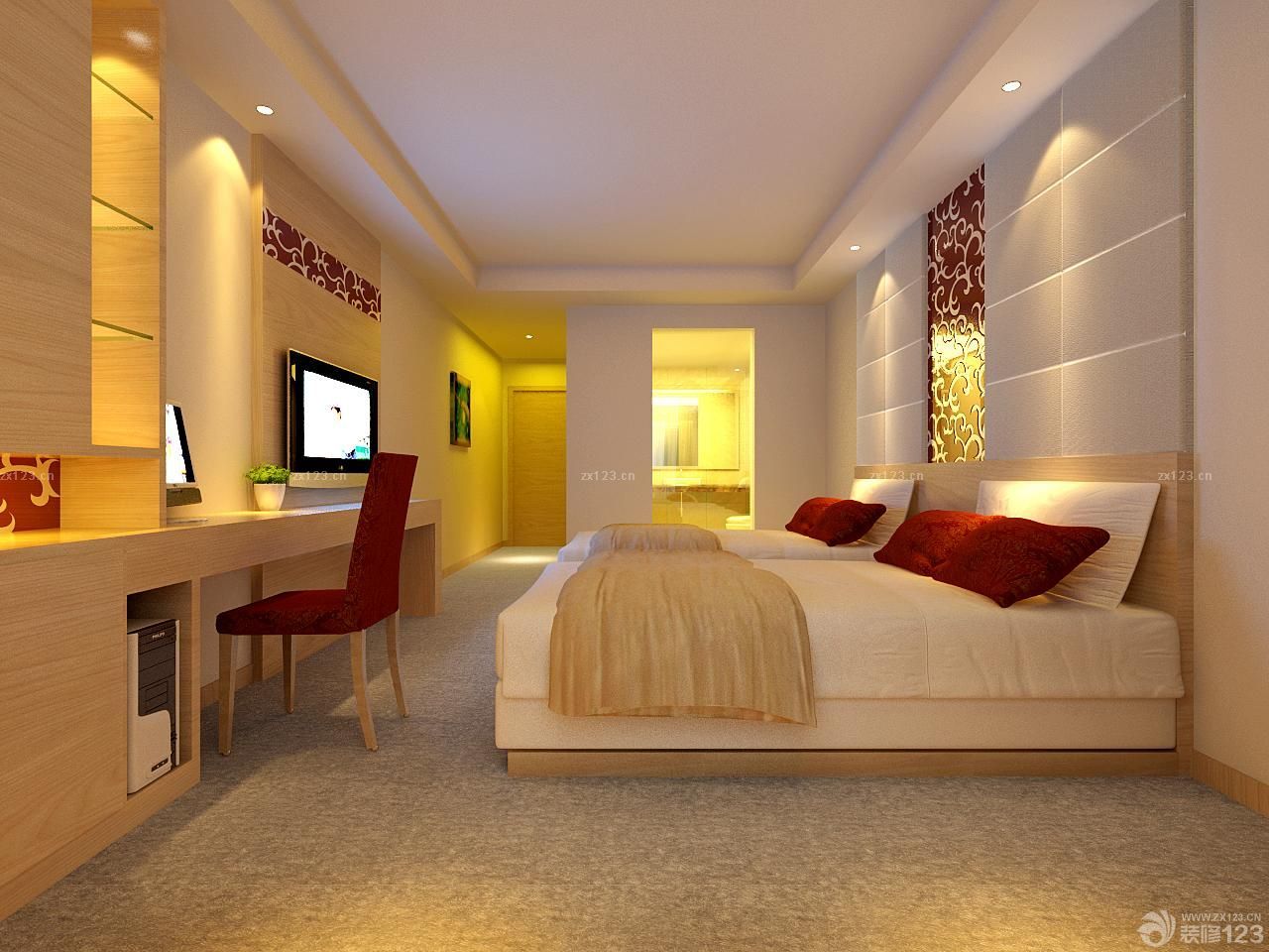 2025最新快捷酒店标准间床头背景墙设计图