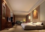 快捷酒店标准间咖啡色床头背景墙设计效果图