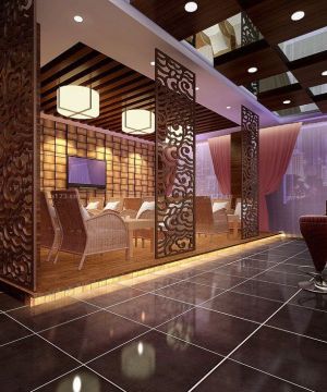 高端茶楼会所时尚电视背景墙装修设计图