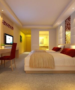 2023最新快捷酒店标准间床头背景墙设计图