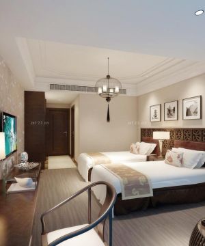 2023最新快捷酒店标准间床头背景墙装饰画设计案例