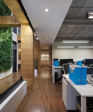 2023办公室浅黄色木地板室内设计效果图片