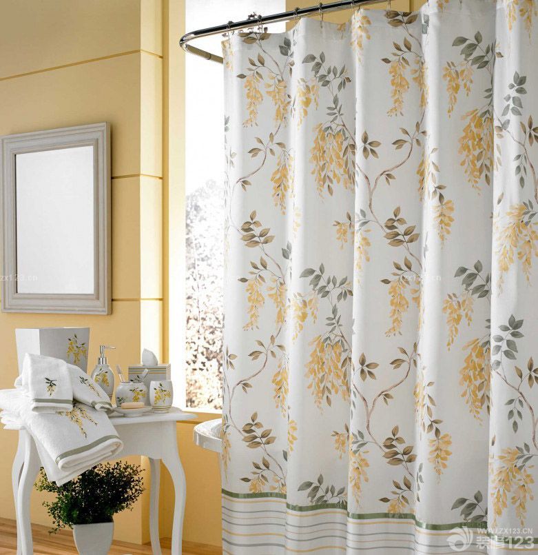 简约卫生间浴室组合图案窗帘装修效果图欣赏