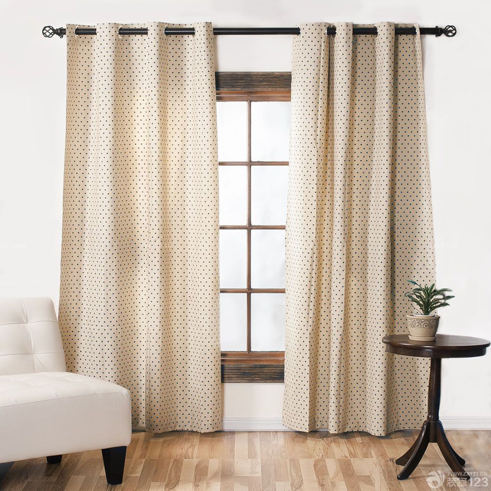 美式田园混搭风格彩色圆点拉帘装修效果图片